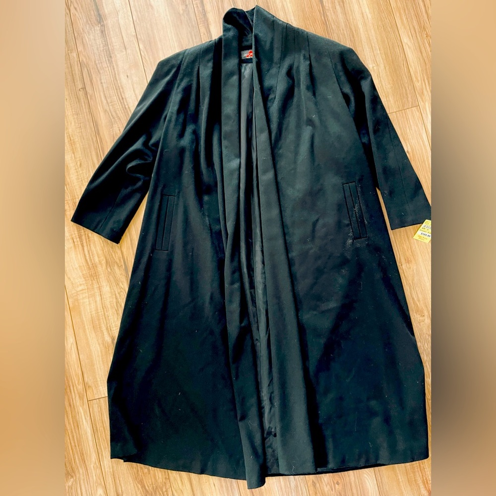 Alorna Black Wool Swing Coat Open Front